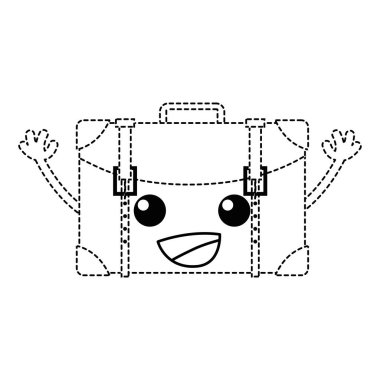 vektör çizim şekli mutlu seyahat sırt çantası kawaii silah ile noktalı