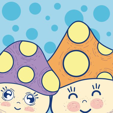 Noktalar karikatür vektör çizim grafik tasarım ile şirin mantar