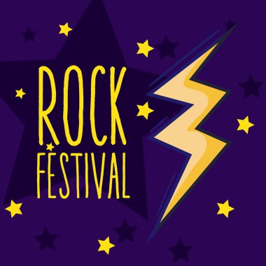 Rock festivali çizgi film vektör çizim grafik tasarım Ray ve yıldız