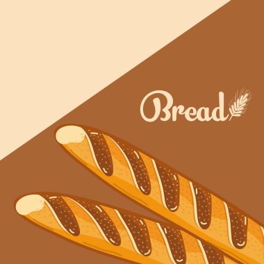 Baget ekmek lezzetli ve taze ekmek üzerinde kahverengi zemin vektör çizim grafik tasarım