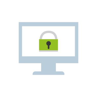 asma kilit güvenlik korumak bilgisayar teknoloji vektör çizim içinde