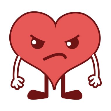 çizgi renk kızgın kalp tutku kawaii kolları ve bacakları ile vektör çizim