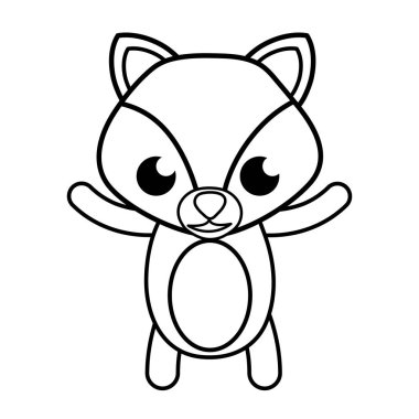 satır mutlu fox sevimli vahşi hayvan vektör çizim