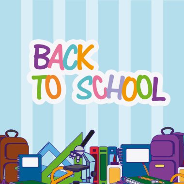 Okula geri ve malzemeleri illüstrasyon grafik tasarım vektör