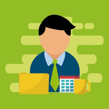 İş stratejisi kavramı ofis elemanları ile vektör çizim grafik tasarım