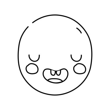 satır kawaii sevimli komik yüz ifade vektör çizim