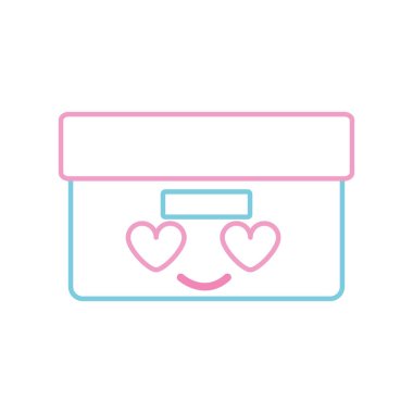 aşk kawaii karikatür vektör çizim renkli kutusu arşiv