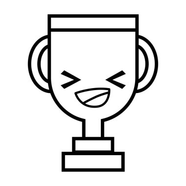 satır mutlu ve ihale Ödülü Kupası kawaii vektör çizim