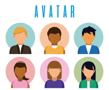 Kadın ayarla ve adam avatar profilleri illüstrasyon grafik tasarım vektör