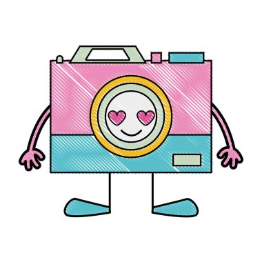 aşk kawaii kollar ve bacaklar vektör çizim ile rendelenmiş kamera teknolojisi