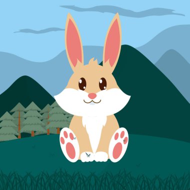 Tavşan, orman sevimli hayvan karikatürler vektör çizim grafik tasarım