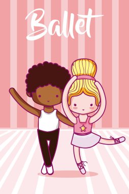 Şirin çocuklar bale dansçıları karikatürler