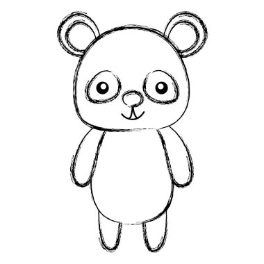 Grunge mutlu ve sevimli panda vahşi hayvan vektör çizim