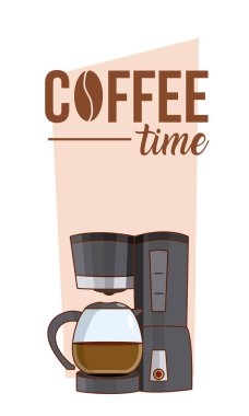 Kahve saati kavramı karikatür vektör çizim grafik tasarım