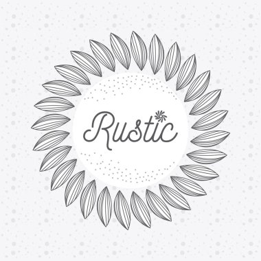 Rustik yuvarlak çerçeve çiçek elle çizilmiş simge vektör çizim grafik tasarım