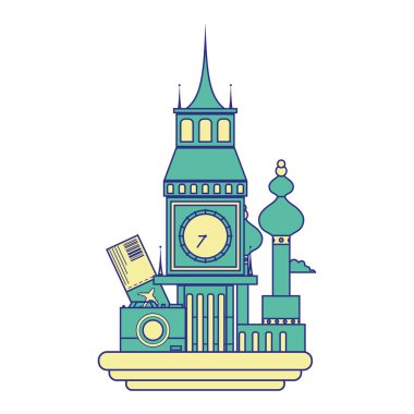 tam renkli büyük ben ve Moskova tatil yolculuk vektör çizim