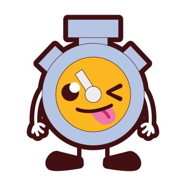 çizgi rengi komik ve sevimli Chronometre nesne kawaii vektör çizim