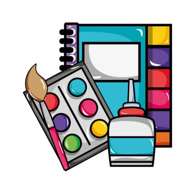 Defter ve suluboya ile ağrı nesne vektör çizim Fırçası
