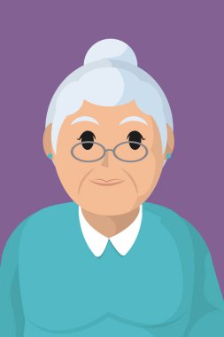 Büyükanne profil karikatür vektör çizim grafik tasarım