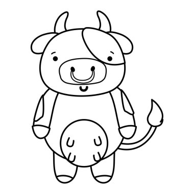satır şirin ve mutlu inek vahşi hayvan vektör çizim