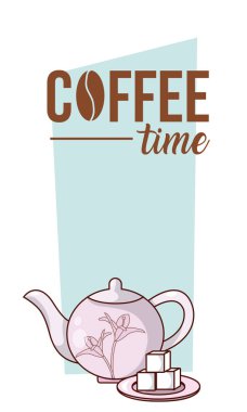 Kahve saati kavramı karikatür vektör çizim grafik tasarım