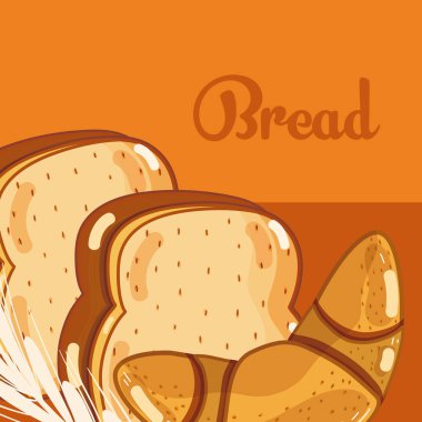 Leziz buğday ekmek çizgi film illüstrasyon grafik tasarım vektör