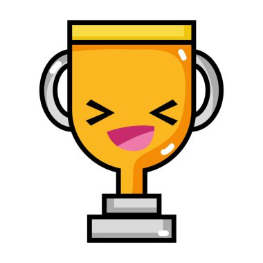 mutlu ve ihale Ödülü Kupası kawaii vektör çizim