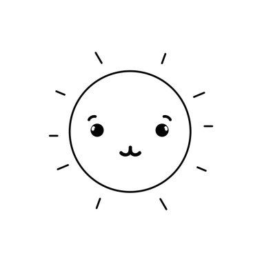 satır ihale ve sevimli güneş kawaii hava vektör çizim