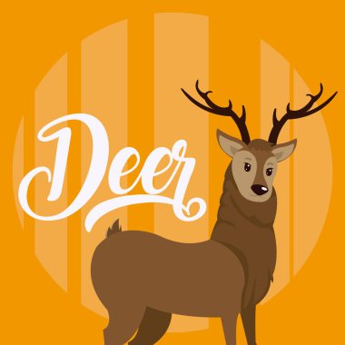 Geyik sevimli hayvan çizgi üzerinde renkli arka plan vektör çizim grafik tasarım