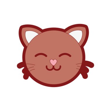 kedi baş sevimli hayvan vektör çizim uyku çizgi rengi
