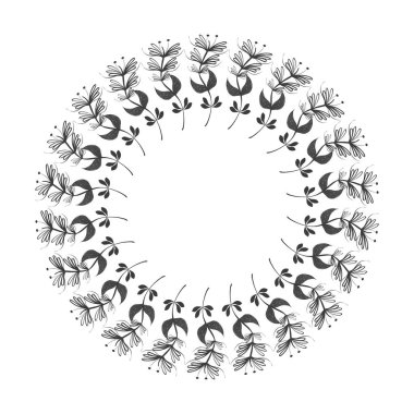 Simge vektör çizim grafik tasarım rustik çiçek çelenk el ile çizilmiş