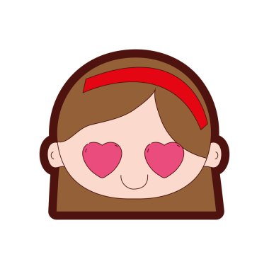 çizgi rengi baş kız saç ve kafa bandı vektör çizim aşık