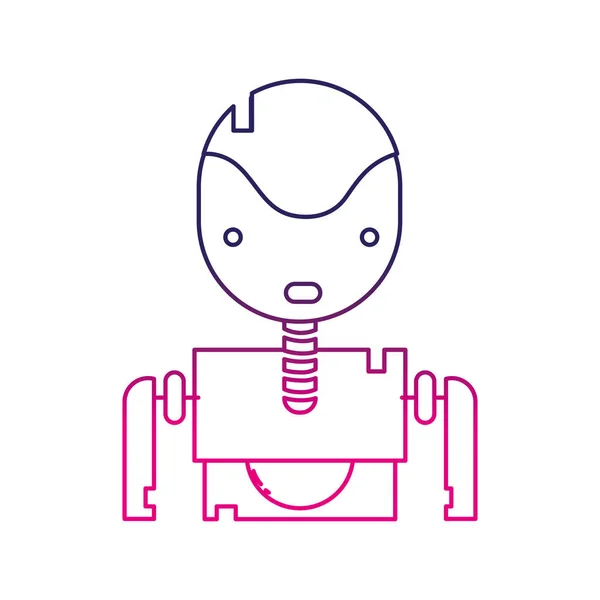 Color Line Tecnology Robot Face Chest Design Vector Illustration — Stock Vector