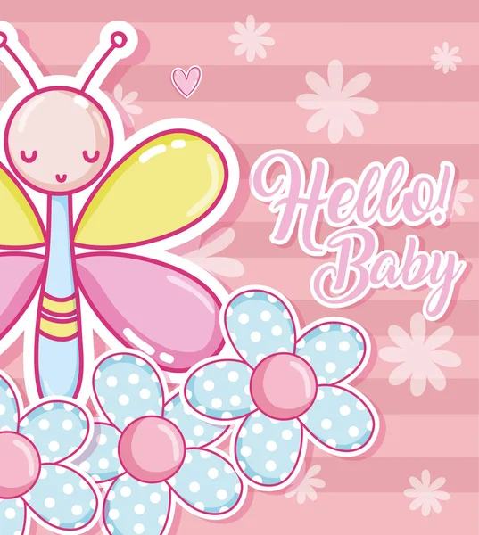 Ciao Baby Shower Card Con Simpatici Animali Vettoriale Illustrazione Design — Vettoriale Stock