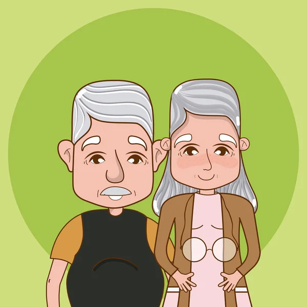 Mignon Grand Parents Dessin Animé Sur Fond Coloré Vectoriel Illustration — Image vectorielle