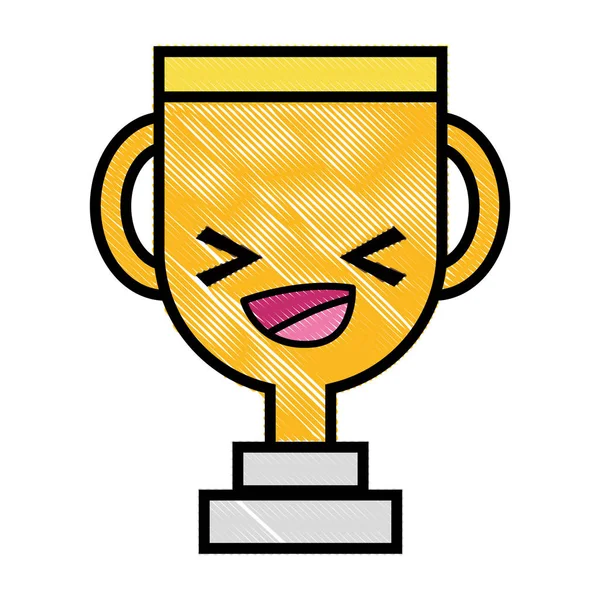 Grated Happy Tender Prize Cup Kawaii Vector Illustration — Stock Vector