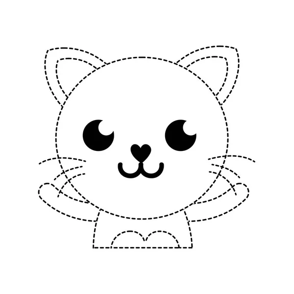 Forma Punteada Sonrisa Gato Adorable Animal Felino Vector Ilustración — Vector de stock