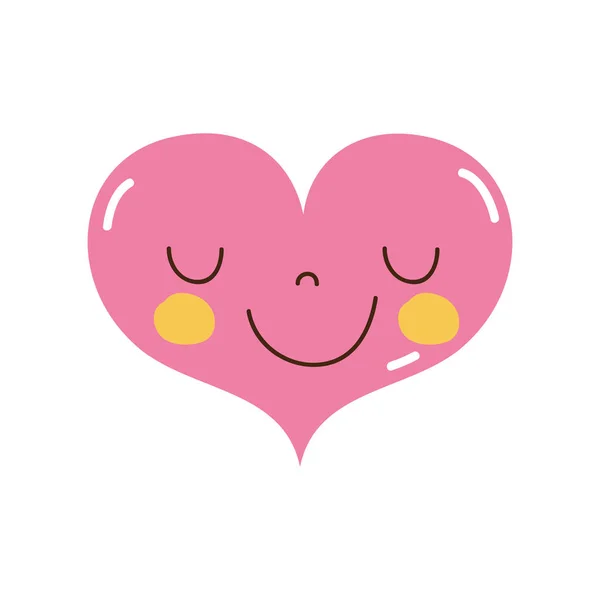 Colorido Lindo Corazón Feliz Kawaii Con Expresión Facial Vector Ilustración — Archivo Imágenes Vectoriales