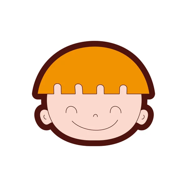 Línea Color Feliz Cara Niño Avatar Con Ilustración Vector Peinado — Archivo Imágenes Vectoriales