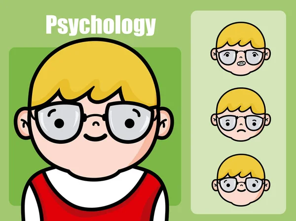 Ψυχολογία Για Αγόρι Κινούμενα Σχέδια Διανυσματικά Εικονογράφηση Γραφιστικής — Διανυσματικό Αρχείο