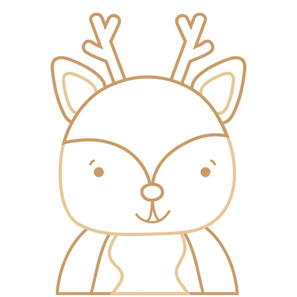 カラーライン愛らしいと幸せ鹿野生動物のベクトル図 — ストックベクタ