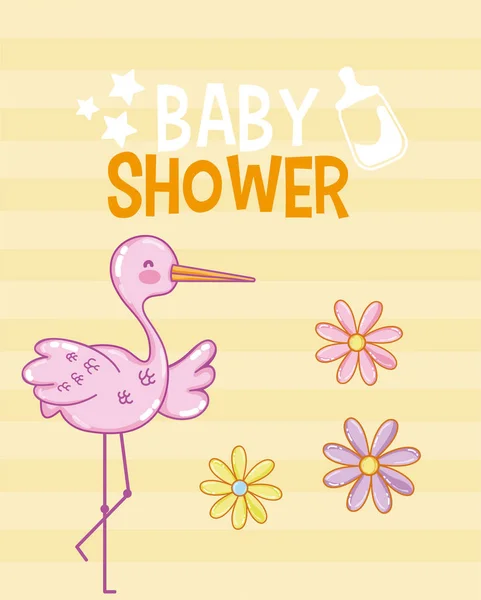 Baby Shower Card Cute Cartoons Vector Illustration Design — Stock Vector
