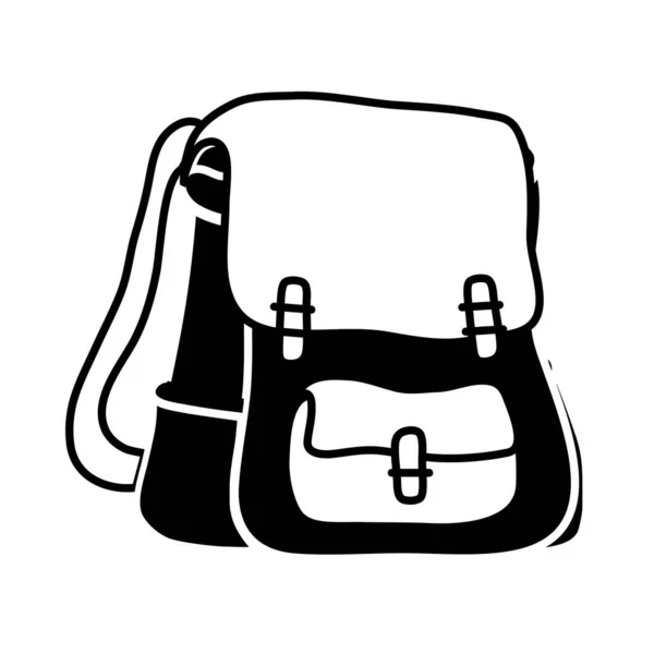 Contorno Escuela Mochila Educación Objeto Diseño Vector Ilustración — Vector de stock