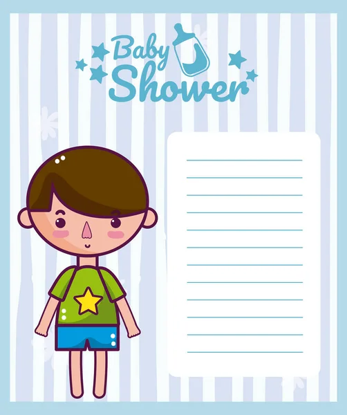 婴儿淋浴可爱的卡与卡通矢量插图图形设计 — 图库矢量图片