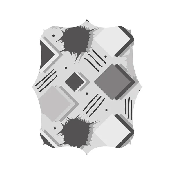 Gråskala Rektangel Med Memphis Style Geometrisk Bakgrund Vektorillustration — Stock vektor