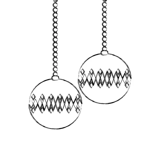 Obrázek Kruh Kuličky Zavěšené Veselé Vánoční Dekorace Vektorové Ilustrace — Stockový vektor