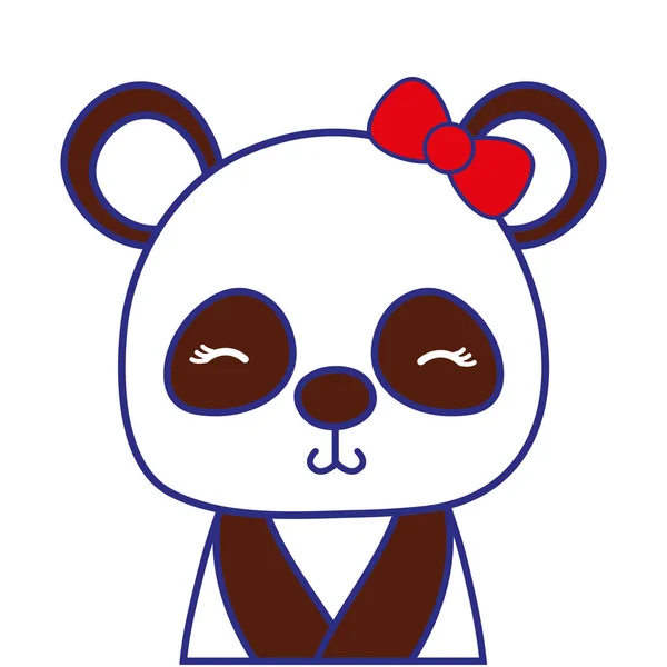 Full Color Adorable Shy Panda Female Wild Animal Vector Illustration — Stock Vector