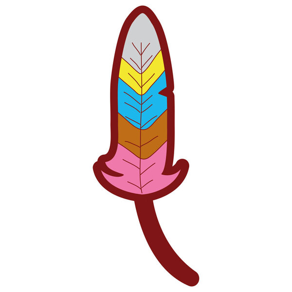 line color rustic traditional feather native style vector illustration