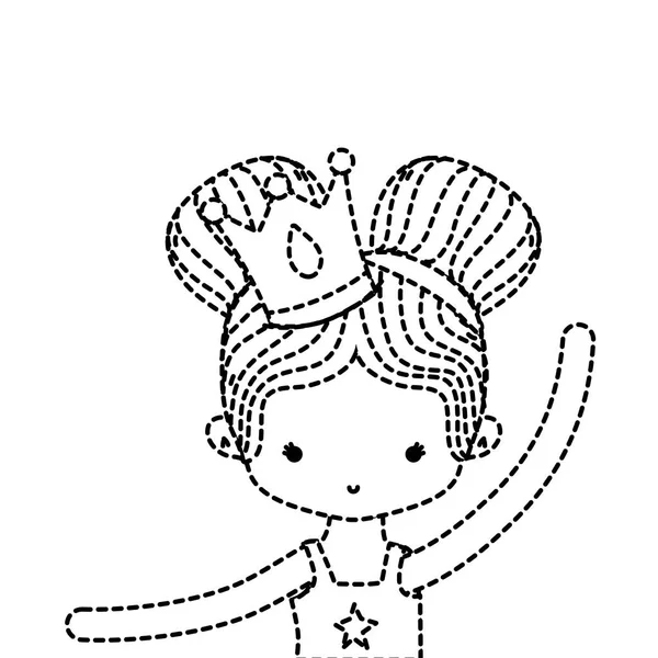 点状女孩练习芭蕾与两个包子头发和冠向量插图 — 图库矢量图片