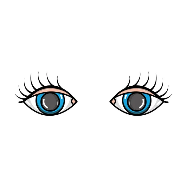 Visión Ojos Con Pestañas Estilo Diseño Vector Ilustración — Vector de stock